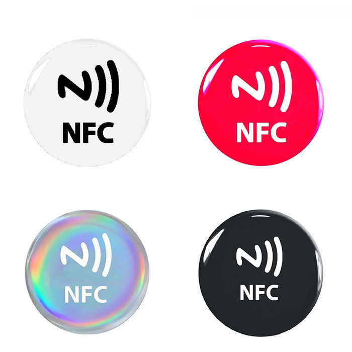 תג NFC עגול עם מדבקה ציפוי אפוקסי צבעוני